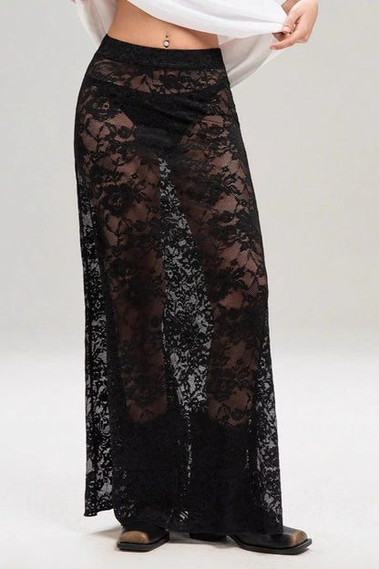High-Waist Lace Bodycon Skirt