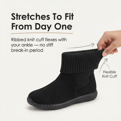 Women's Knit Cuff Suede Ankle Booties