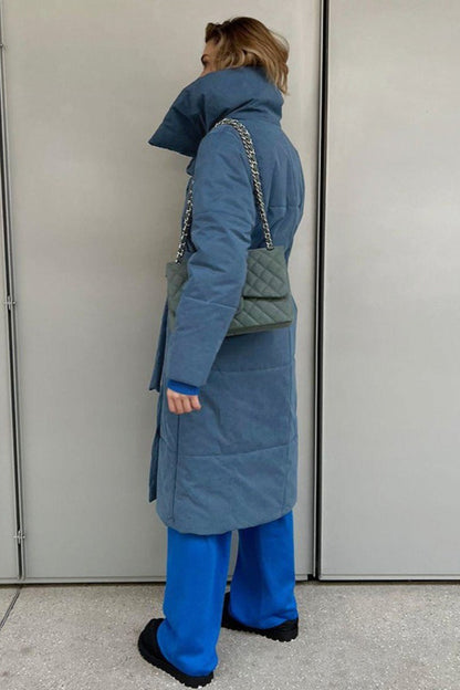 Long Stand Collar Relaxed Quilted Puffer Jacket