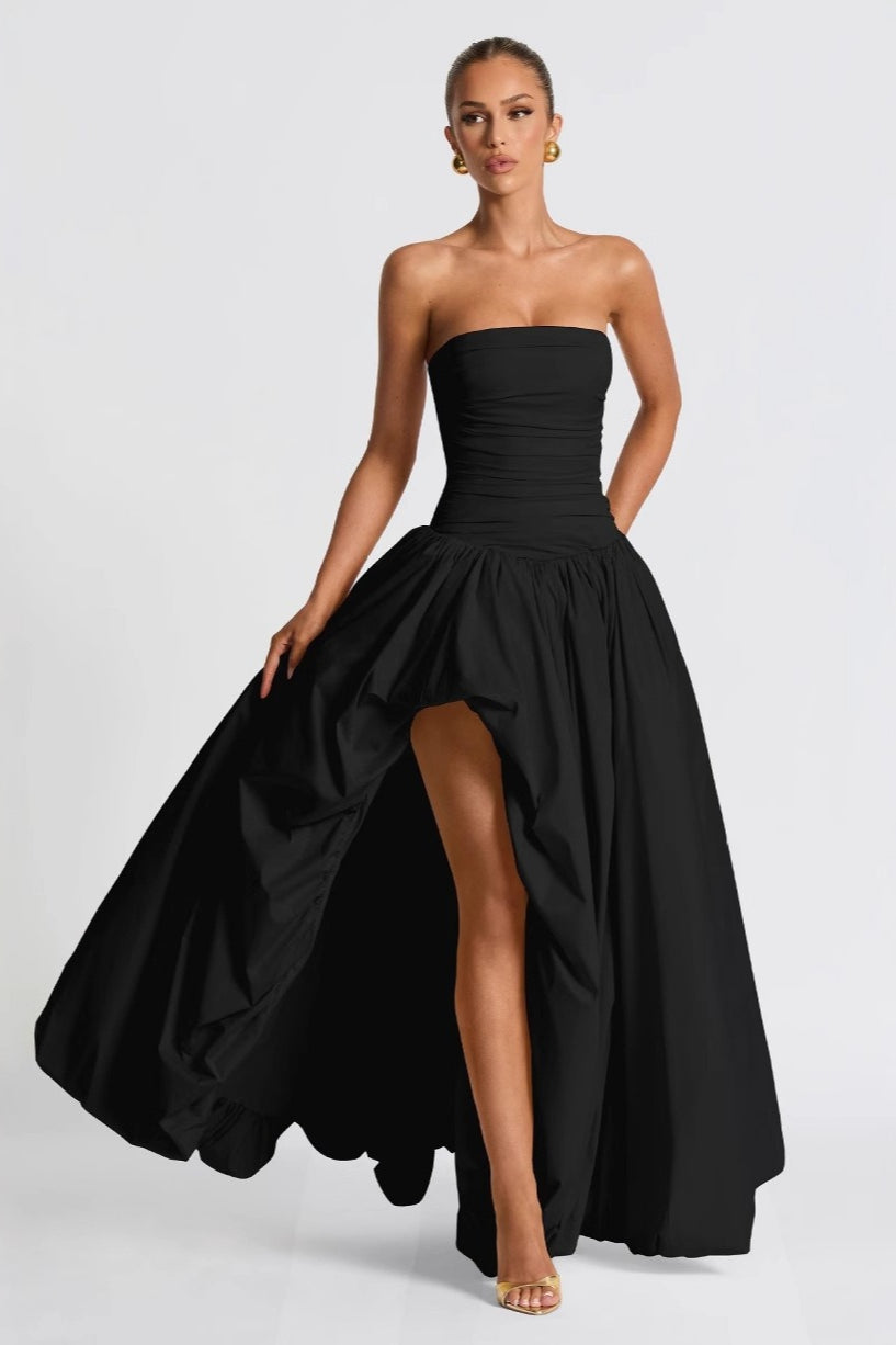 Strapless Ruched A Line Formal Dress