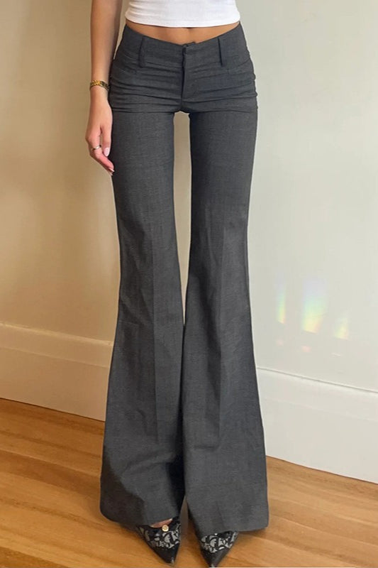 Low Rise Flared Office Chic Tailored Pants