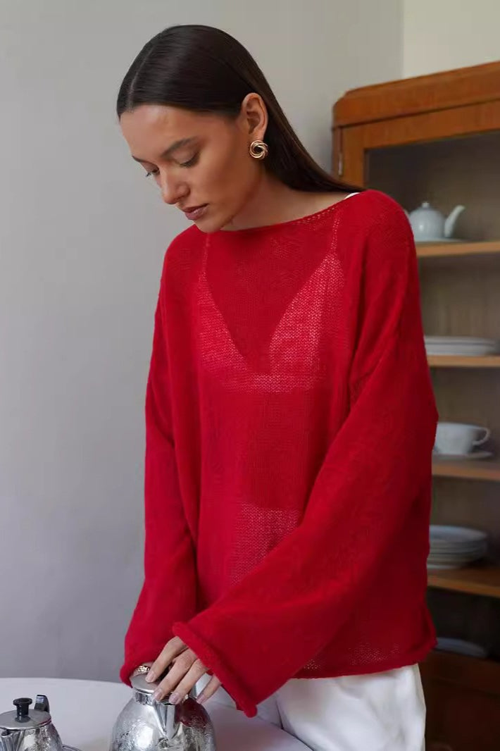 Lightweight See Through Knit Blouse