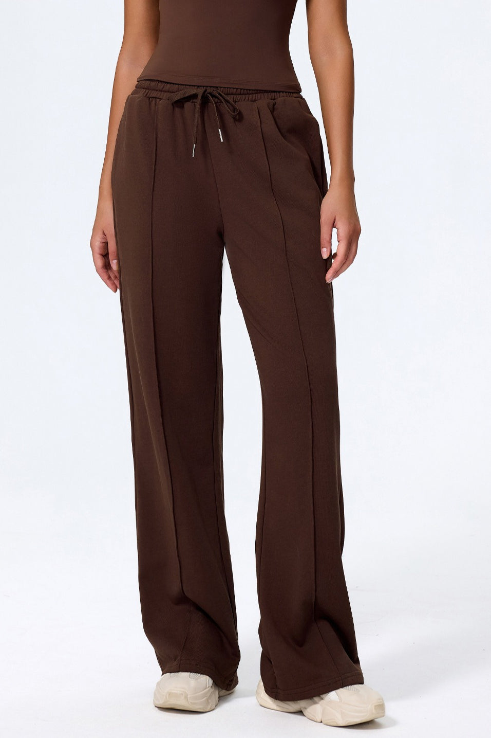 Relaxed Straight Leg  High Waist Knit Pants