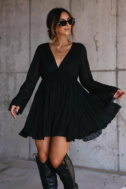 Sheer Chiffon Flowy Mini Dress