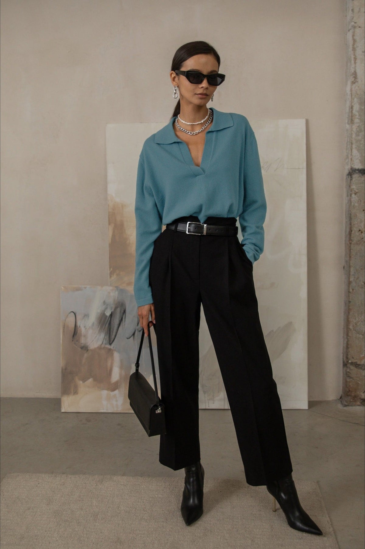 French-Style Lapel Knit Sweater