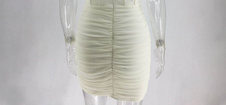 Sweetheart Corset Boning Mesh Ruched Bodycon Mini Dress