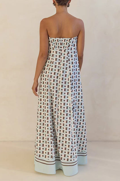Strapless Color Block Loose Fit Maxi Dress