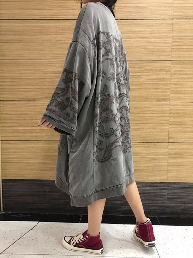 Crew Neck Medallion Print Oversized Long Sleeve Sweatshirt Dress