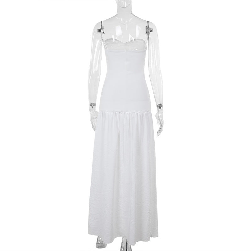 Strapless Twist Bust Underbust Cutout Ruched Drop Waist Ball Gown Maxi Dress