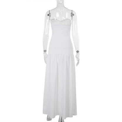 Strapless Twist Bust Underbust Cutout Ruched Drop Waist Ball Gown Maxi Dress