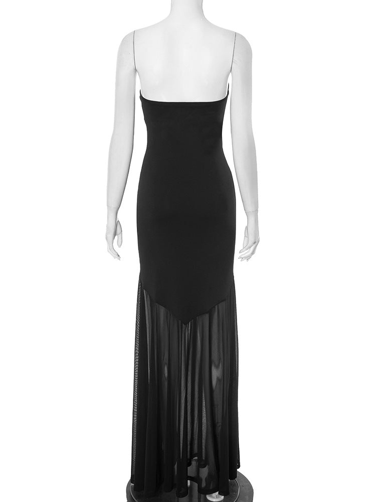 Strapless Twist Knot Sheer Tier Maxi Dress