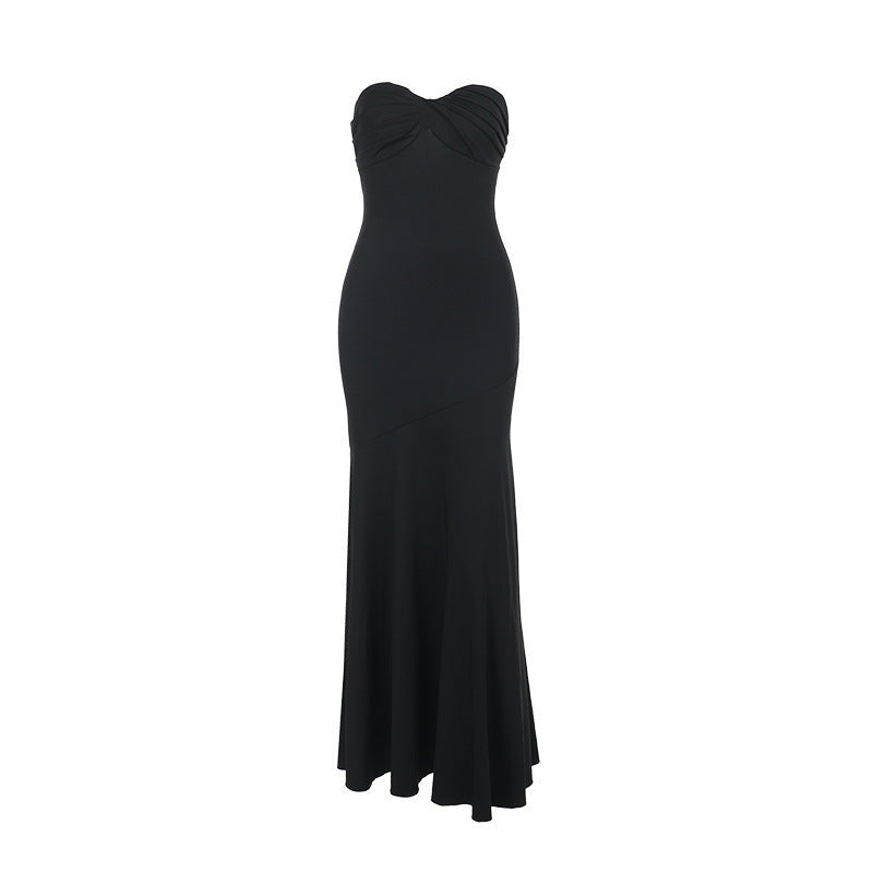 Strapless Sweetheart Twist Knot Ruched Mermaid Bandage Maxi Gown