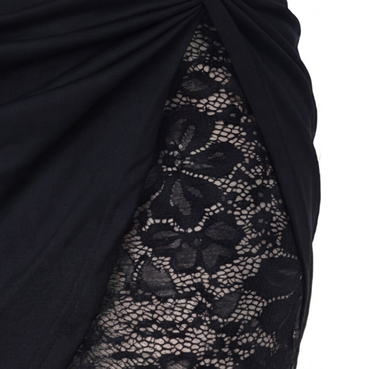 Lace Bodycon Mini Dress with Wrap Skirt Detail