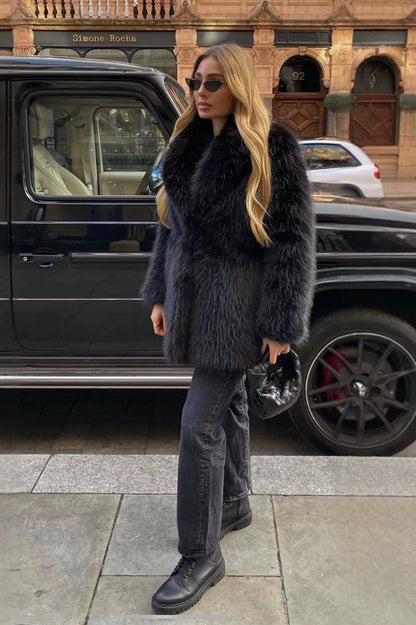 Solid Eco Faux Fur Coat