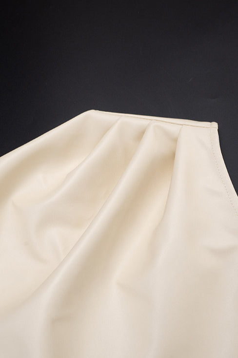 Ruched Pu Leather Bodycon Dress