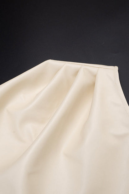 Ruched Pu Leather Bodycon Dress
