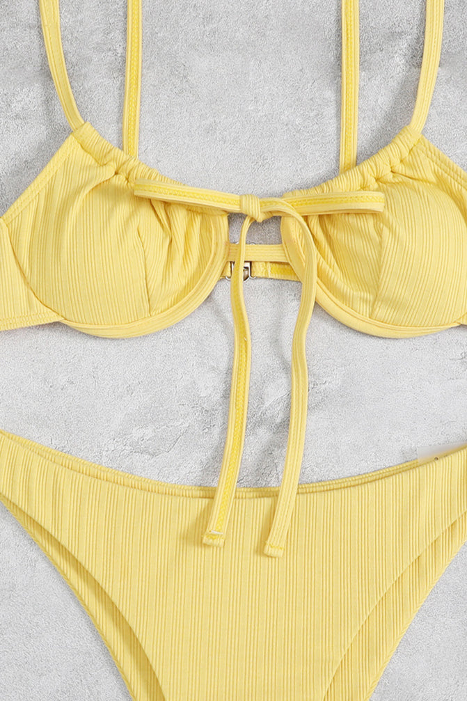 Solid Tie Triangle Bikini Set