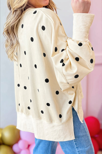Polka Dot Oversized Crewneck Sweatshirt