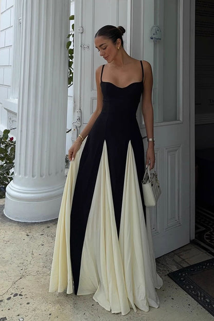Black Colorblock Cami Maxi Dress