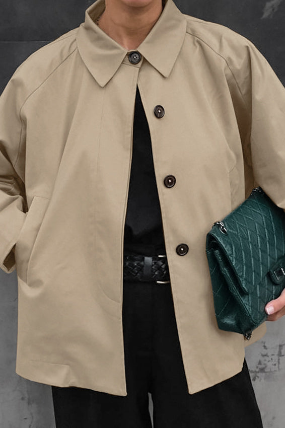 French Khaki Utility Trench Coat