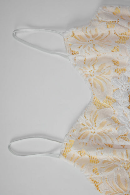 Sweetheart Lace Panel Scallop Trim Spaghetti Strap Bodycon Mini Dress