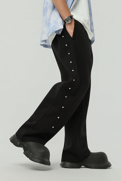 Vintage Rivet Drawstring Casual Sweat Pants