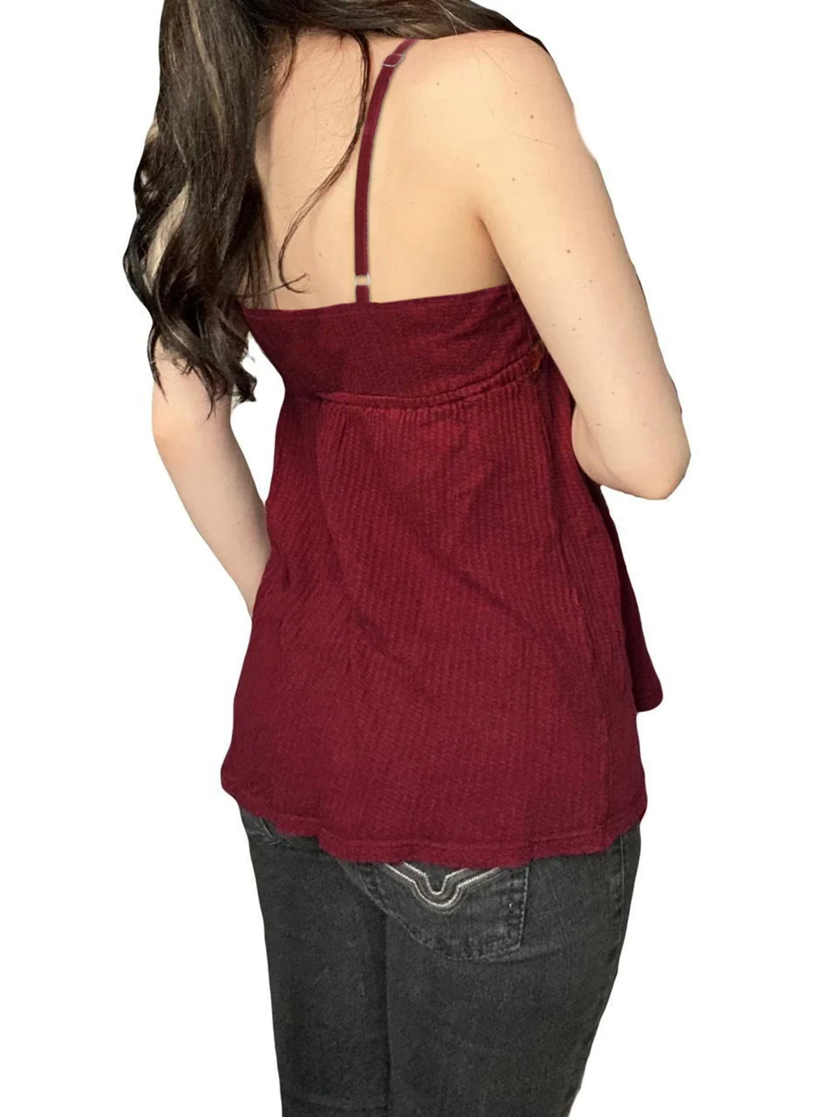 Vintage Solid Sweet Button Binding Waist Women Camisole Y2k Aesthetic Sleeveless V-Neck Ruched Lace Long Tops