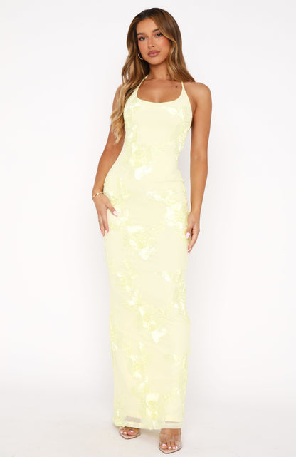 Halter Scoop Neck 3D Floral Applique Embroidered Bodycon Maxi Dress