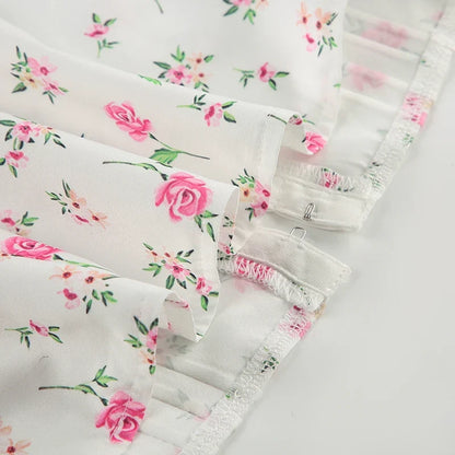 Floral Print Camisole Accordion Pleated Hook-front Tie Tank Top Summer Holiday Crop Top Y2K Aesthetic Square Neck Vest