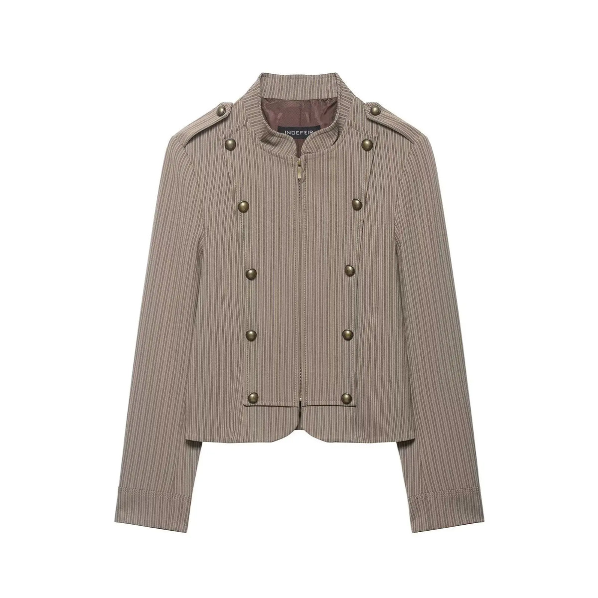 Women Spring Fashion Stripes Slim Blazer Commuting Long Sleeves Zipper Loose Short Jacket Female High Street Coat Mujer