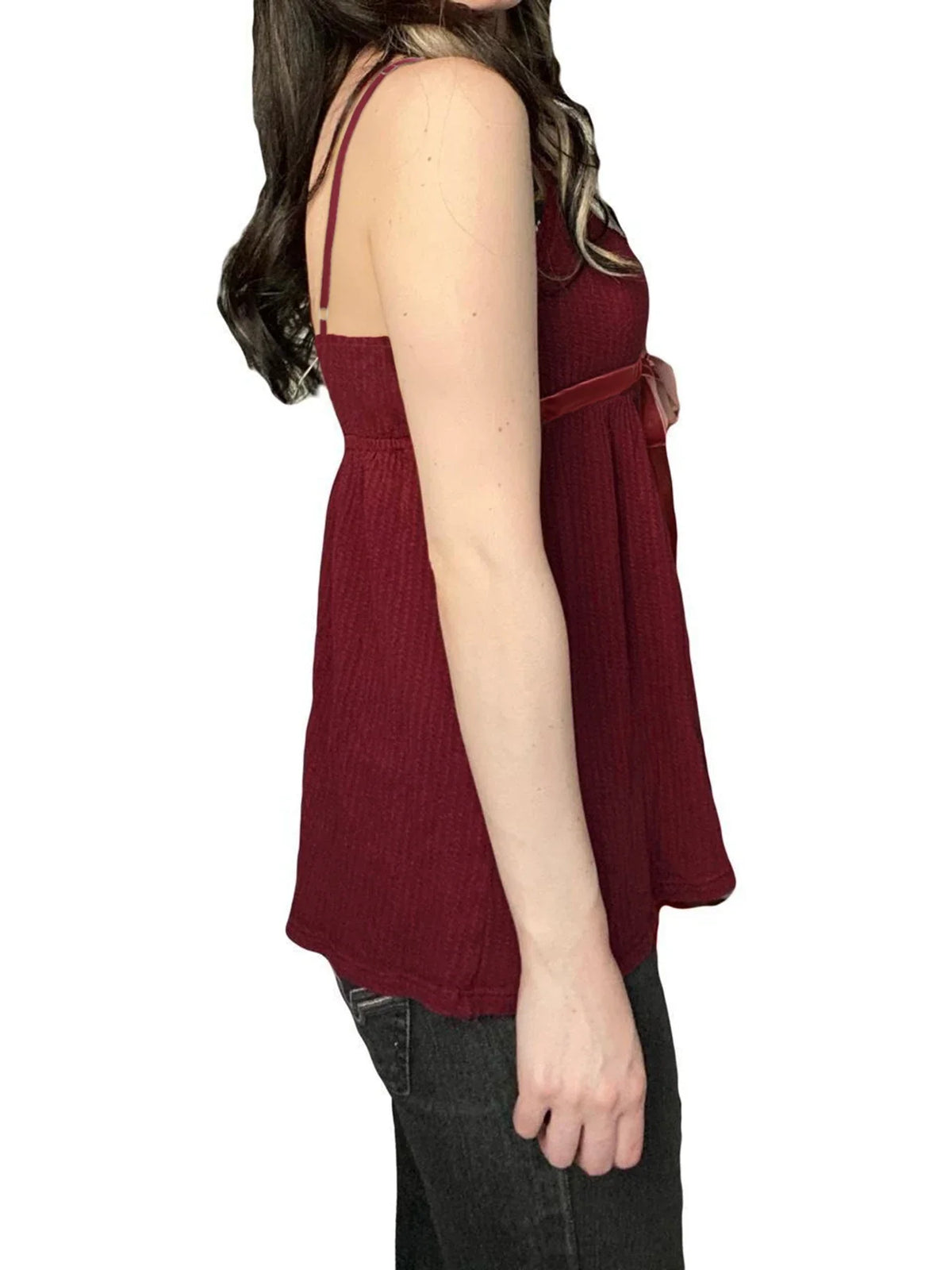 Vintage Solid Sweet Button Binding Waist Women Camisole Y2k Aesthetic Sleeveless V-Neck Ruched Lace Long Tops