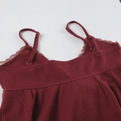 Vintage Solid Sweet Button Binding Waist Women Camisole Y2k Aesthetic Sleeveless V-Neck Ruched Lace Long Tops