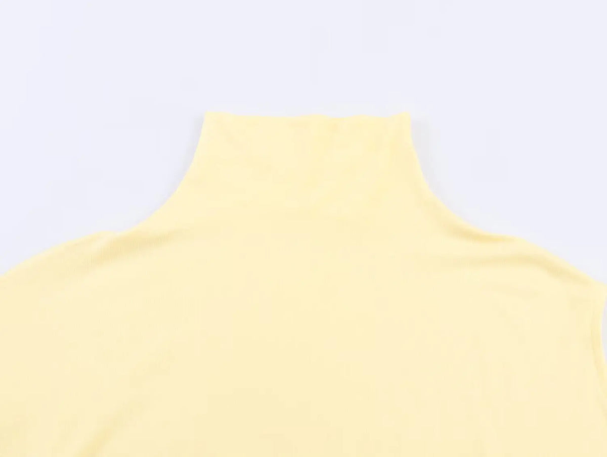 Women Spring Fashion Versatile High Neck Drape Asymmetric Top Female Sexy Elegant Slim High Street Casual Commuting Party Top