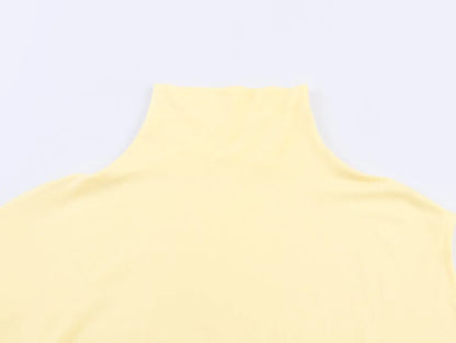 Women Spring Fashion Versatile High Neck Drape Asymmetric Top Female Sexy Elegant Slim High Street Casual Commuting Party Top