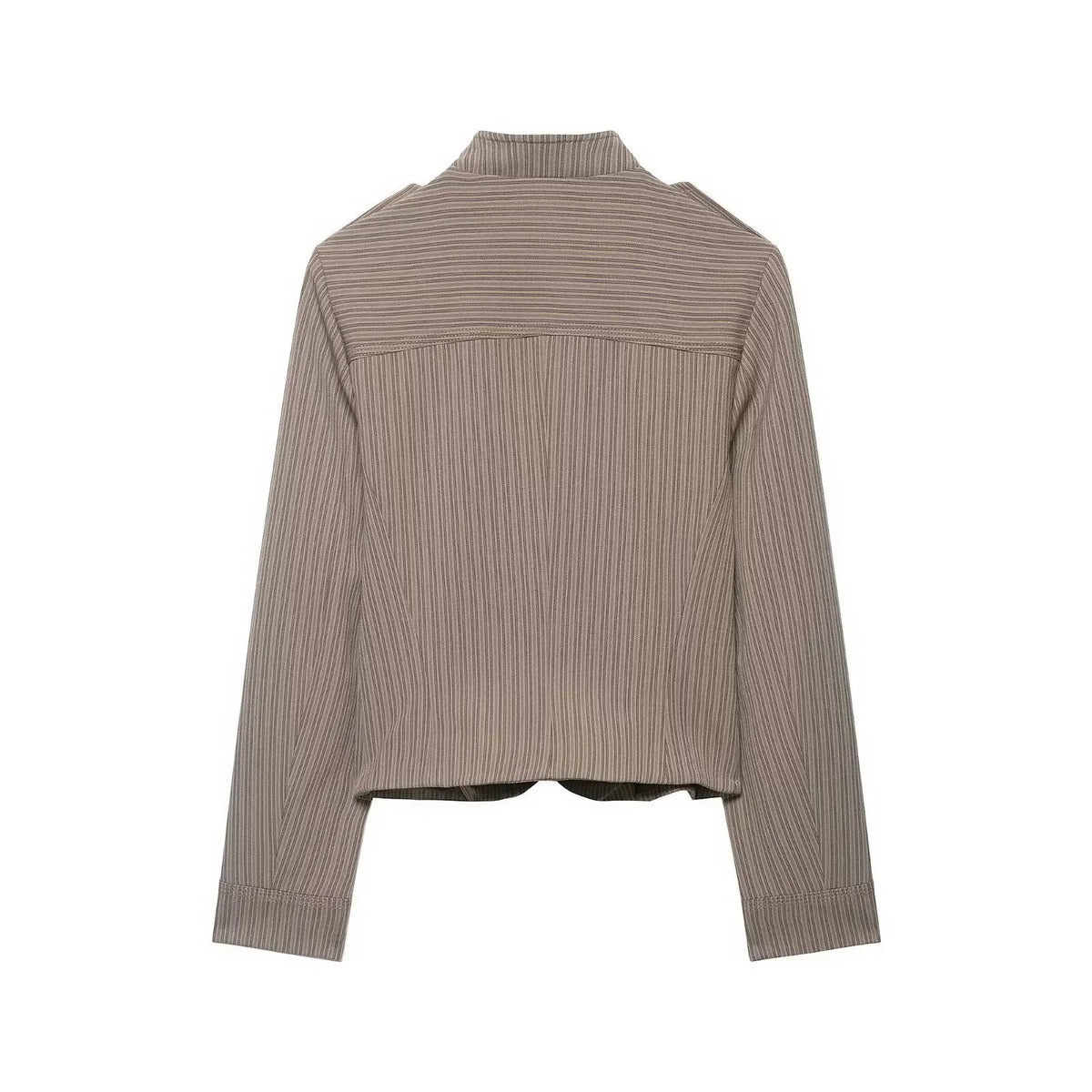 Women Spring Fashion Stripes Slim Blazer Commuting Long Sleeves Zipper Loose Short Jacket Female High Street Coat Mujer
