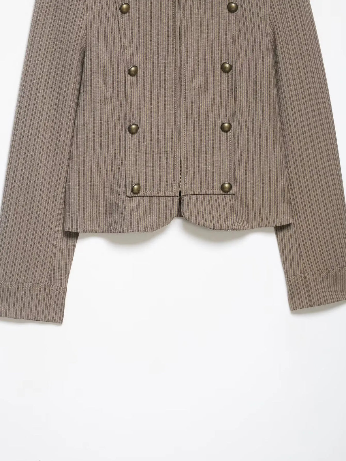 Women Spring Fashion Stripes Slim Blazer Commuting Long Sleeves Zipper Loose Short Jacket Female High Street Coat Mujer