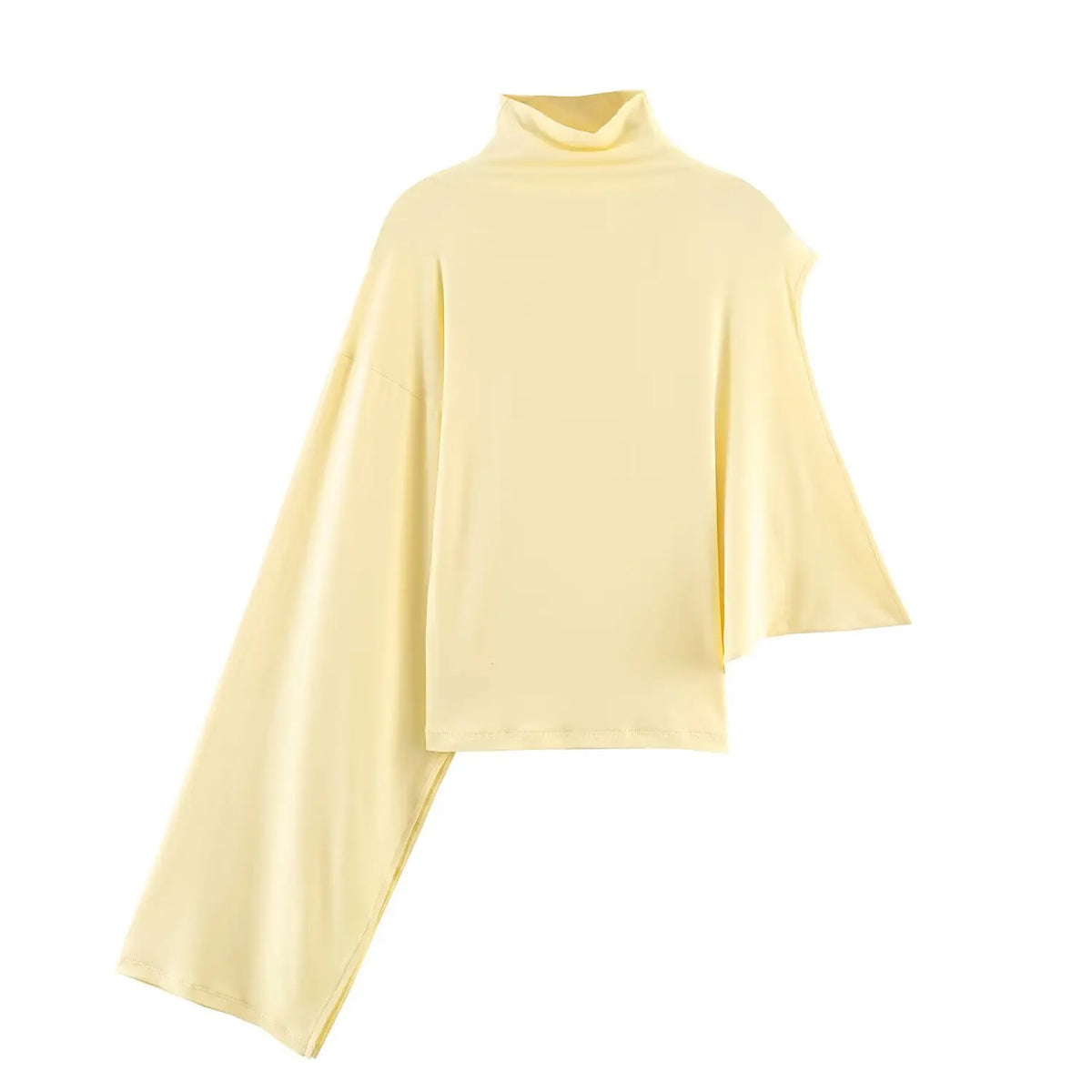 Women Spring Fashion Versatile High Neck Drape Asymmetric Top Female Sexy Elegant Slim High Street Casual Commuting Party Top