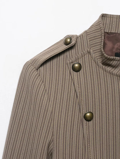 Women Spring Fashion Stripes Slim Blazer Commuting Long Sleeves Zipper Loose Short Jacket Female High Street Coat Mujer