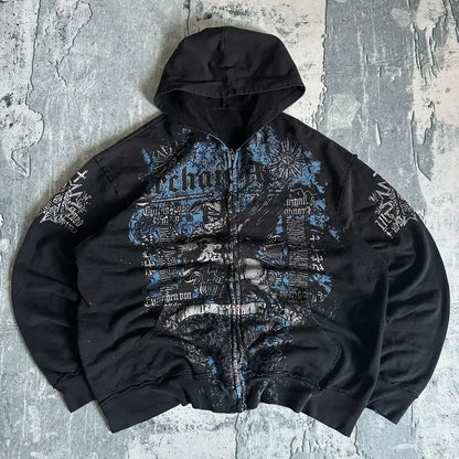 Gothic Skull Zipper Hoodie