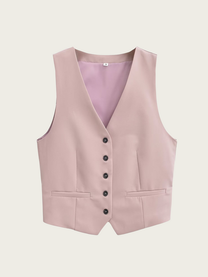 Alaa Button-Up Crop Vest