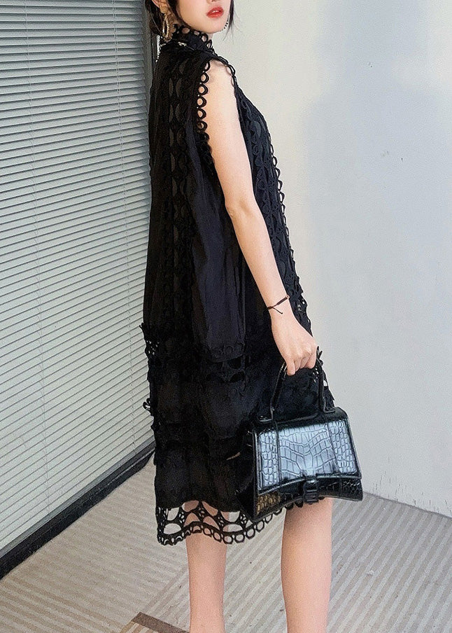 Mandarin Collar Button Front Eyelet Lace Two Piece Set