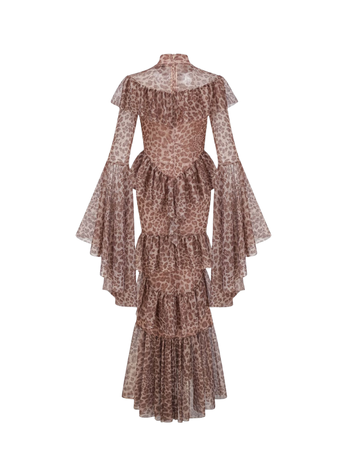Bell Sleeve Print Smocked Waist Midi Dress