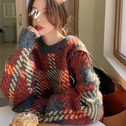High Street Casual Printing Round Neck Sweater