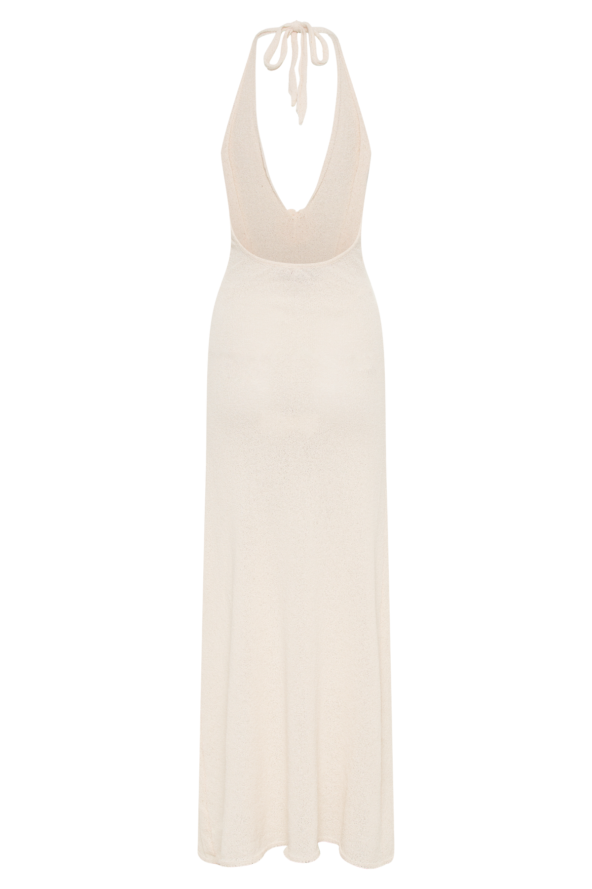 Halter Neck Floral Applique Knit High Slit Maxi Dress