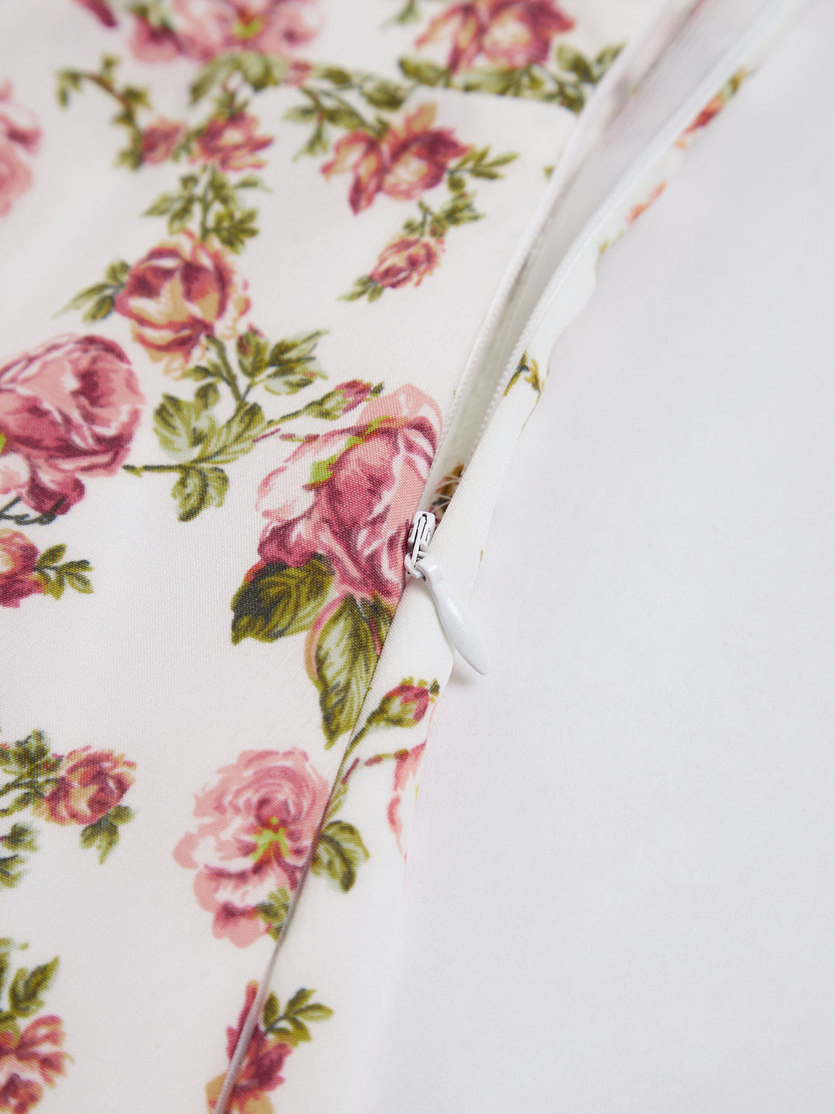 Square Neck Tie Front Corset Seam Floral Print High Slit Midi Dress