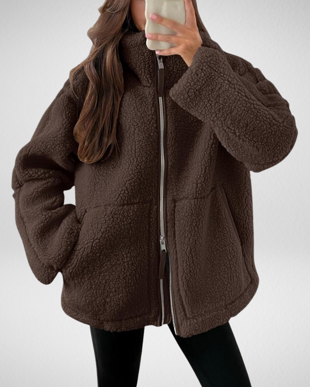 Bella Oversized Teddy Fleece Zip Up Jacket