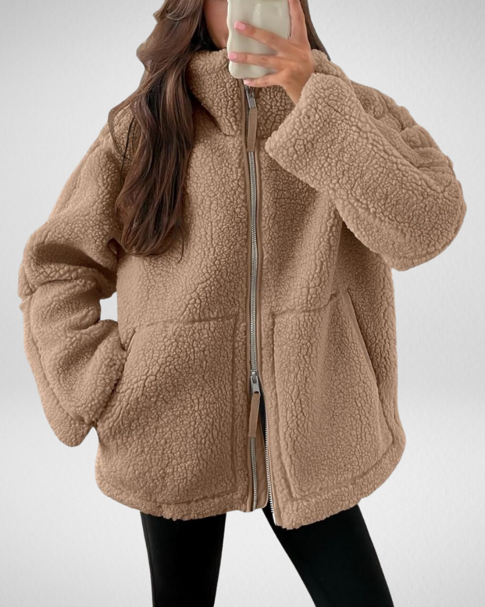 Bella Oversized Teddy Fleece Zip Up Jacket