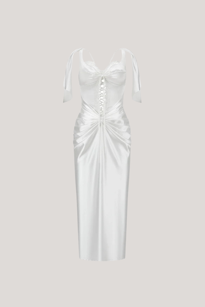 Satin Corset Midi Dress