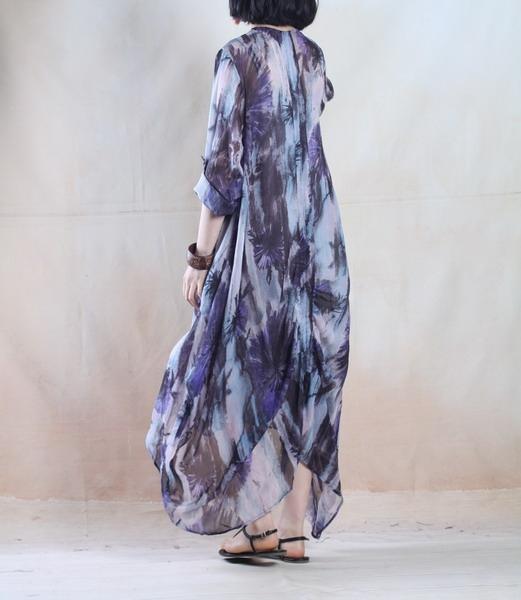 Scoop Neck Empire Waist Ditsy Floral Oversized Maxi Dress