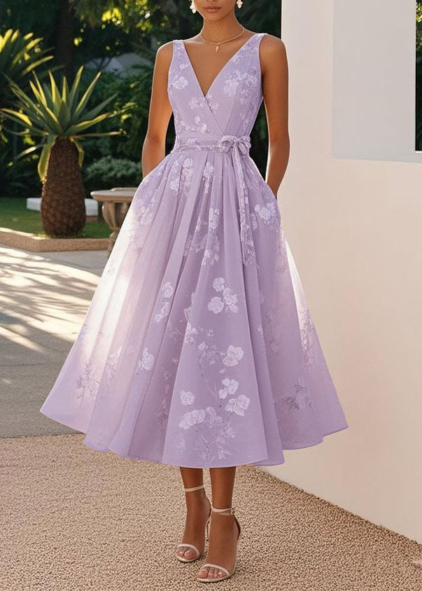 Deep V Neck Sleeveless Tonal Floral Jacquard Pleated Fit and Flare Midi Dress